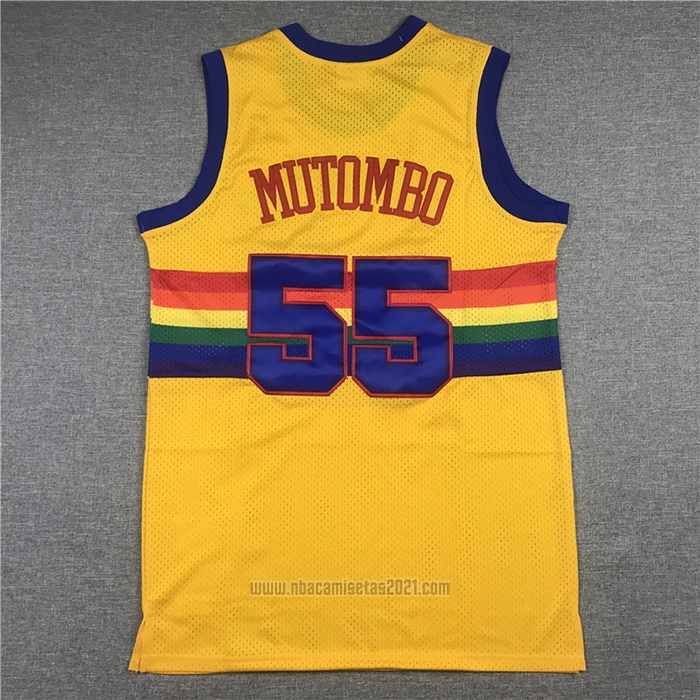 Camiseta Denver Nuggets Dikembe Mutombo #55 Mitchell & Ness 1991-92 Amarillo